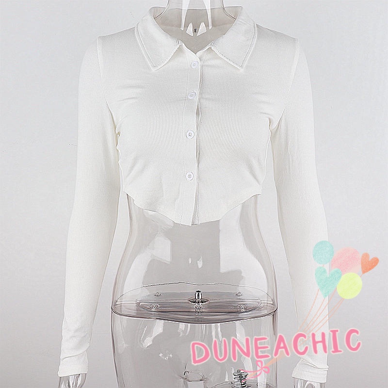 DUNEA Áo Cardigan Tay Dài Cổ Thủy Thủ Cài Nút Ngọt Ngào Cho Nữ