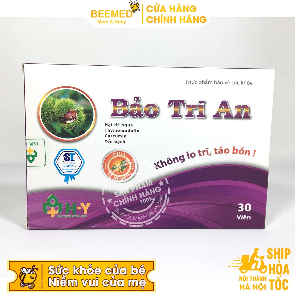 Bảo trĩ an - Hỗ trợ giảm táo bón từ chất xơ hòa tan, rutin, cao diếp cá và thảo dược Hộp 30 viên