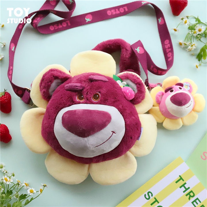 Túi Đeo Chéo mini Kiểu Hoạt Hình Gấu/Hoa/Dâu Tây Nhồi Bông Dễ Thương