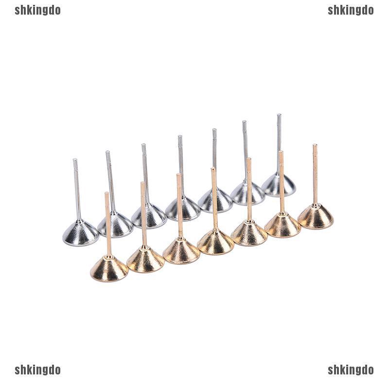 Bộ 100 đinh tán làm khuyên tai mạ bạc đầu phẳng 6mm DIY