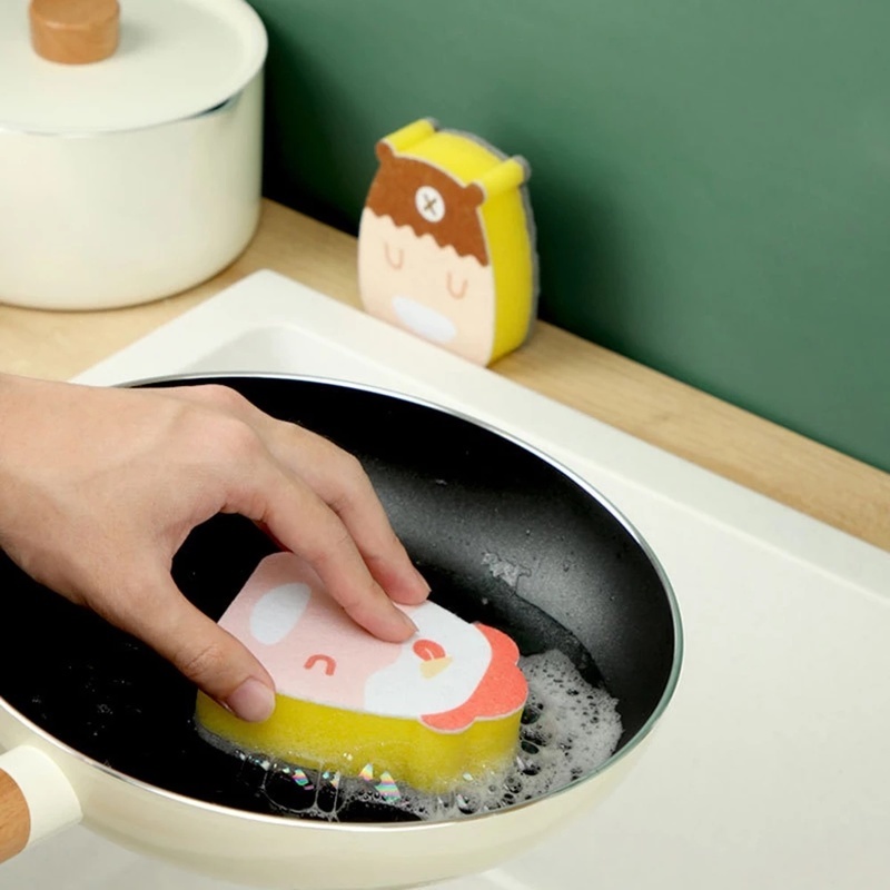 Dễ Thương Miếng Mút Rửa Chén Bằng Sợi Micro Hình Động Vật Hoạt Hình Đa Năng