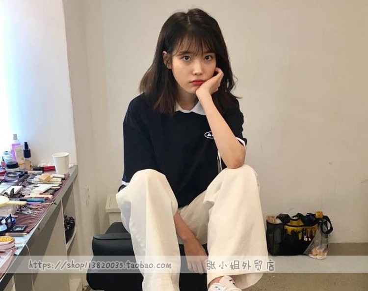 áo polo Ngắn Tay In Họa Tiết Iu Lee Ji-Eun 2018 Cho Nữ