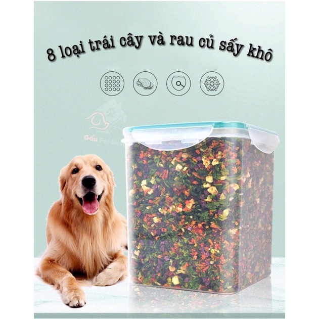 [ Hộp 1kg Zin ] Trái Cây Và Rau Củ Sấy 8 Loại Cho Chó Mèo