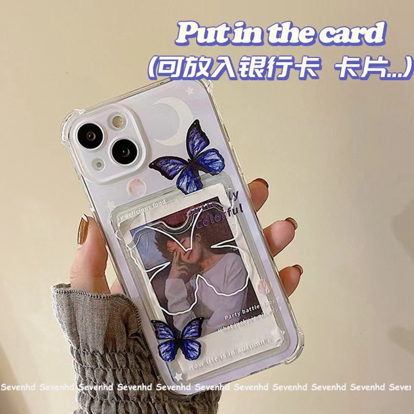 Ốp Điện Thoại Mềm Trong Suốt Có Ngăn Đựng Thẻ Cho iPhone 14 13 12 11 Pro Max X XR Xs Max 8 7 6 6s Plus SE 2020