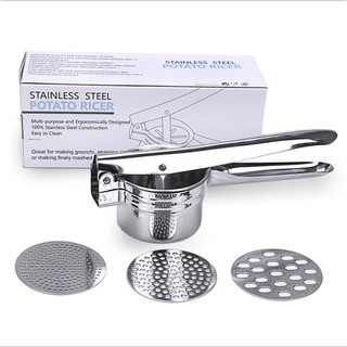 Dụng cụ làm bún, ép bánh canh, ép bánh lọt đa năng inox 3 vỉ khuôn