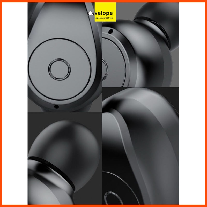 Tai nghe BLUETOOTH 5.0 (Kết nối không dây) - Chống nước - Chống ồn - Tự động kết nối - Tích hợp míc - Âm thanh HD8.0-Đen