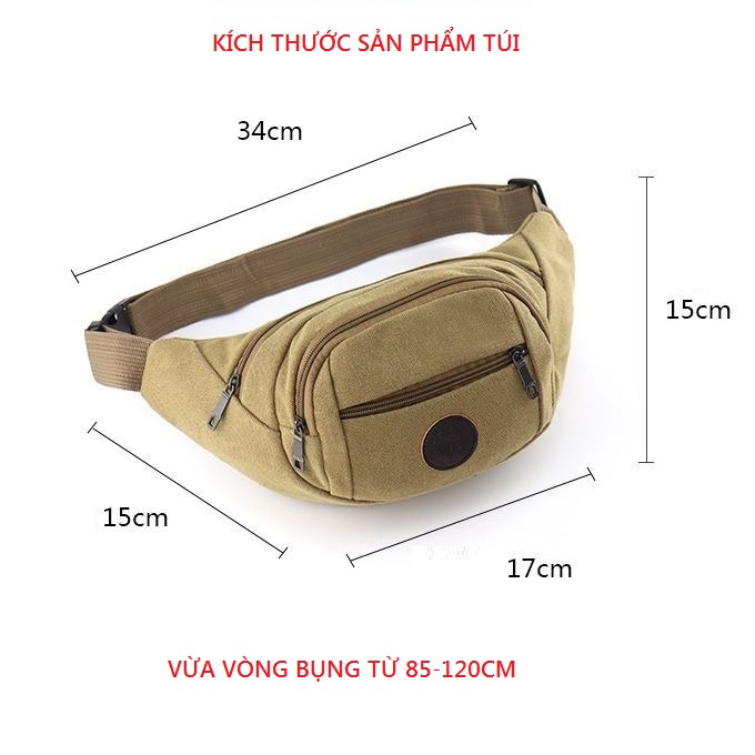 Túi đeo chéo nam nữ thời trang Sport vải canvas chống bụi, túi đeo hông đeo bụng