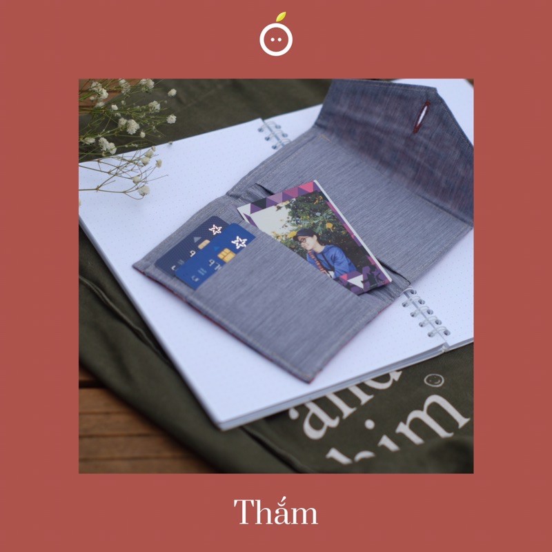 Ví Handmade "𝐓𝐡𝐚̆́𝐦" chất liệu Kate Thô Hàn/Họa tiết Hoa nhí/Phong cách Vintage/Nhỏ gọn, đựng được CMND, thẻ ATM