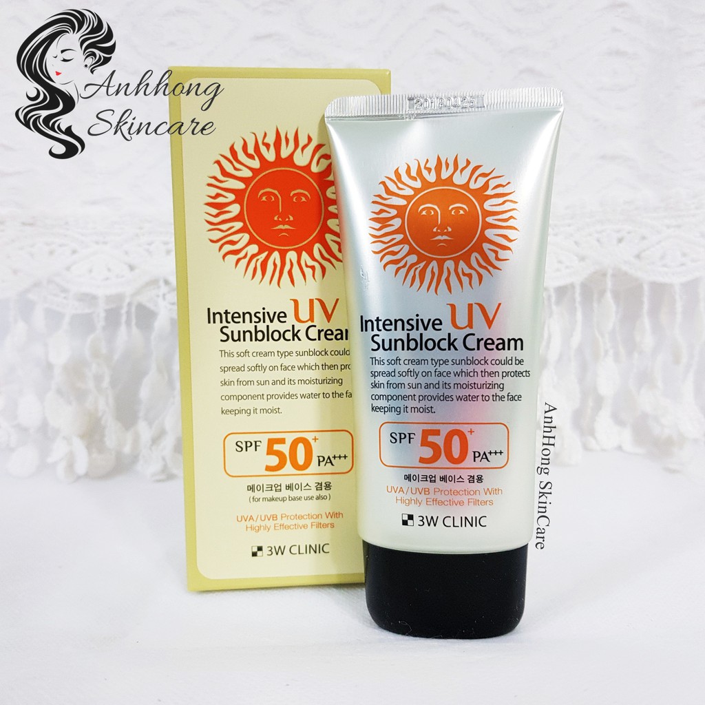 Kem chống nắng 3W Clinic Intensive UV Sunblock Cream SPF 50+ PA+++