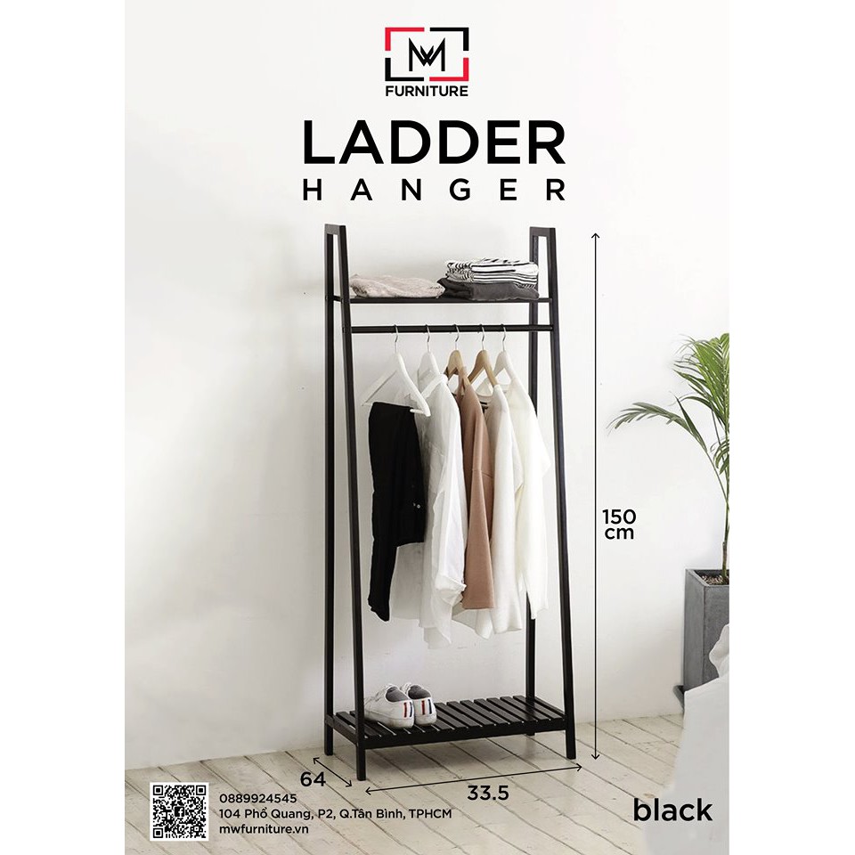 GIÁ TREO QUẦN ÁO VNXK - LADDER HANGER FULL BLACK - GIÁ TREO QUẦN ÁO MÀU ĐEN