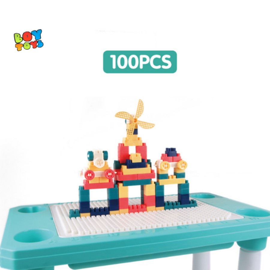 Bàn xếp hình Lego cao cấp đa năng 100 chi tiết cho bé thỏa sức lắp ghép sáng tạo (Learn Building Blocks)
