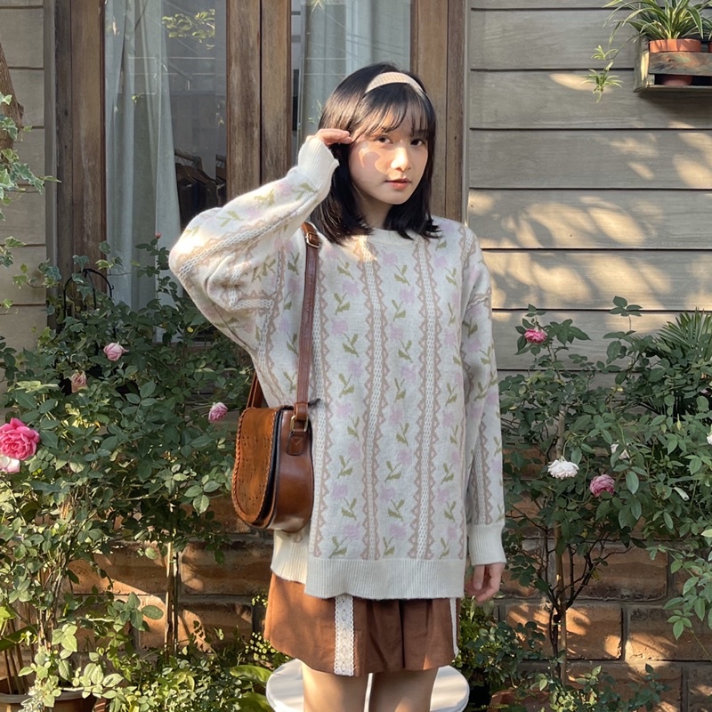 Áo len hoa lá - len mềm mịn | Lá Xoè