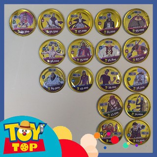 [Một thẻ] Thẻ Toonies One Piece xu tròn vàng gold các thành viên siêu tân tinh, hải quân, thriller bark...2nd cũ trầy ít