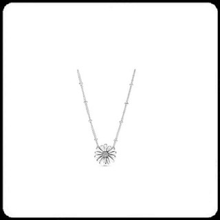 Pure Silver Pave Daisy Flower Collier Necklace