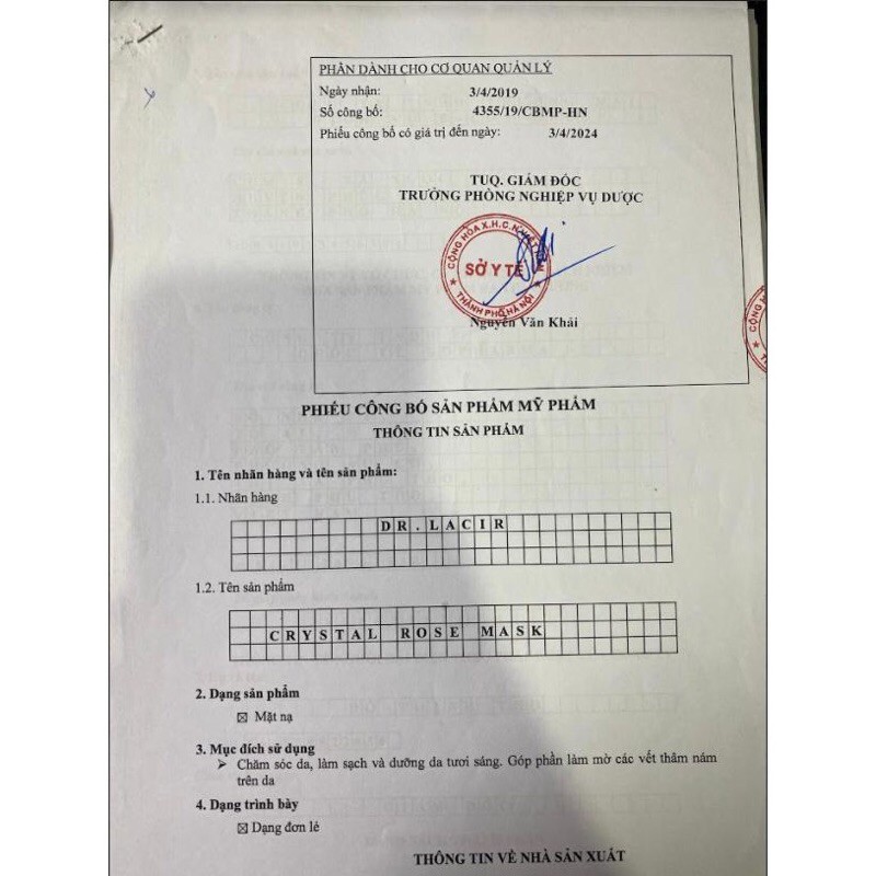 Mặt nạ thạch anh khô dr lacir