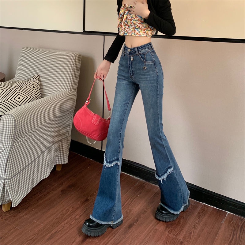 Quần Jeans Nữ Lưng Cao Ống Loe Thời Trang Mới