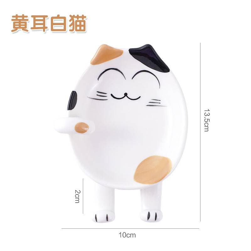 Bát nước chấm bằng sứ hình con mèo đỏ, vàng đen