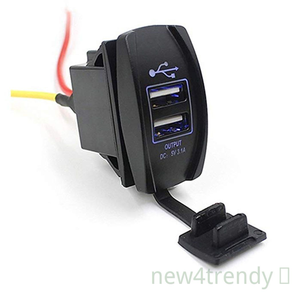 Cục Sạc Điện Thoại Di Động 12-24v Hai Cổng Usb 5v 3.1a Thông Dụng Cho Xe Hơi / Xe Máy / Tàu Thủy