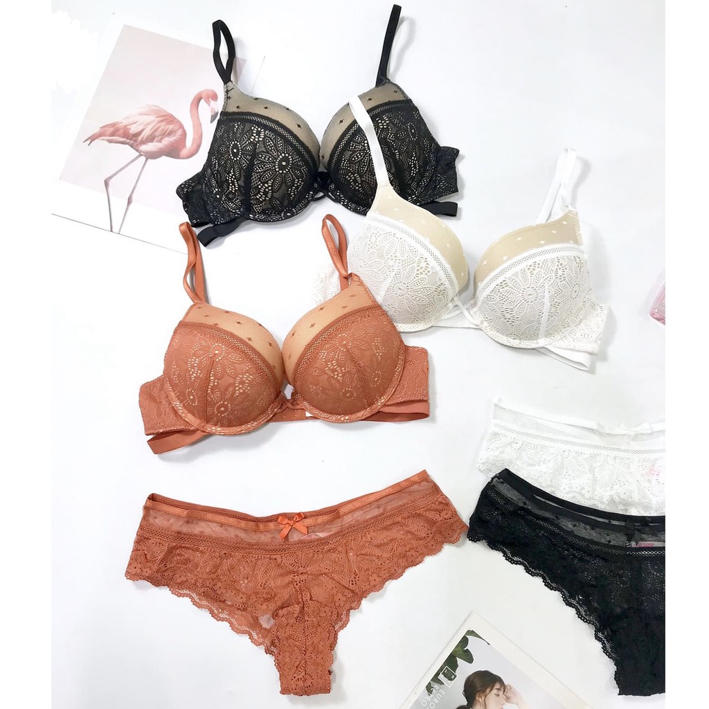 Bộ đồ lót B010 Vicky ren mút kép siêu đẩy có gọng