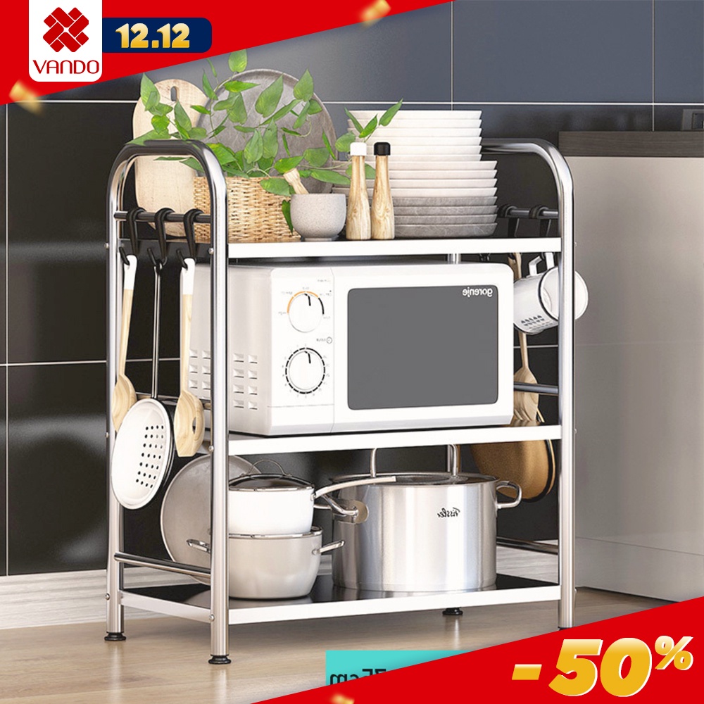 𝗟𝗢𝗔̣𝗜 𝟭-𝗙𝗥𝗘𝗘𝗦𝗛𝗜𝗣 | Kệ đa năng để đồ INÕX 304 khổng gỉ hàng VANDO cao cấp để lò vi sóng, lò nướng chắc chắn