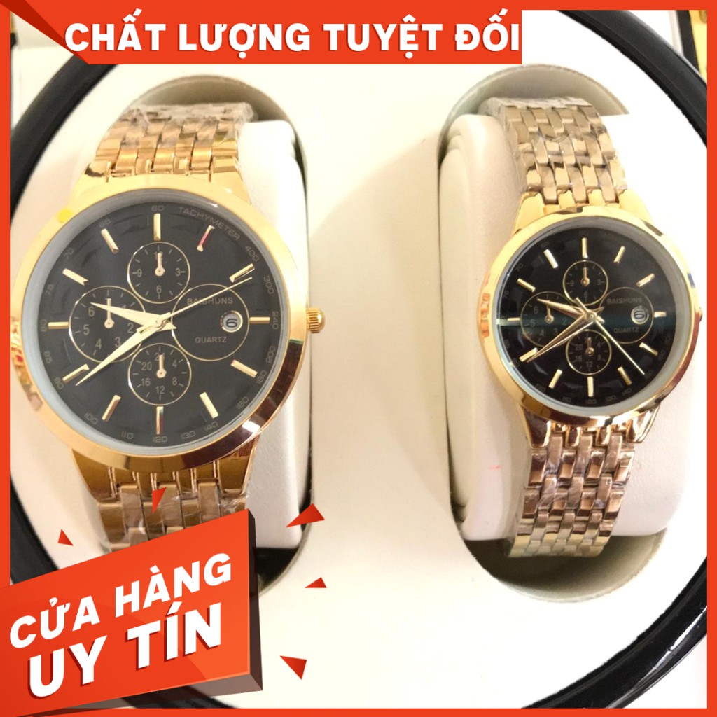 Đồng hồ uni BAISHUNS kim loại H880 ❤️Tặng Quà VIP❤️Ưu Đãi Lớn-Hôm Nay- mặt đen mạ vàng sang trọng - TẶNG vòng phong thủy