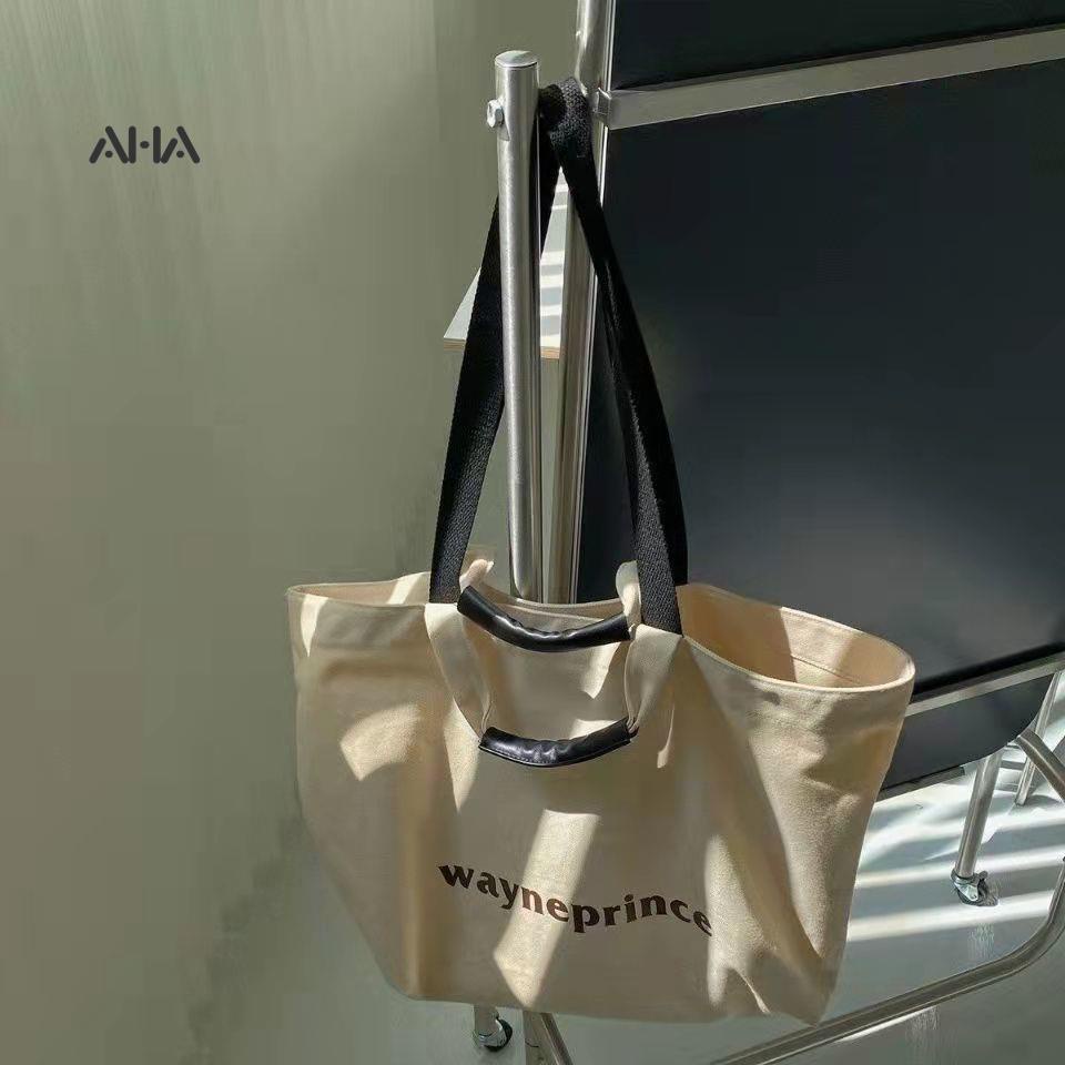 Túi xách AHA official canvas cỡ lớn phong cách retro Nhật Bản thời trang