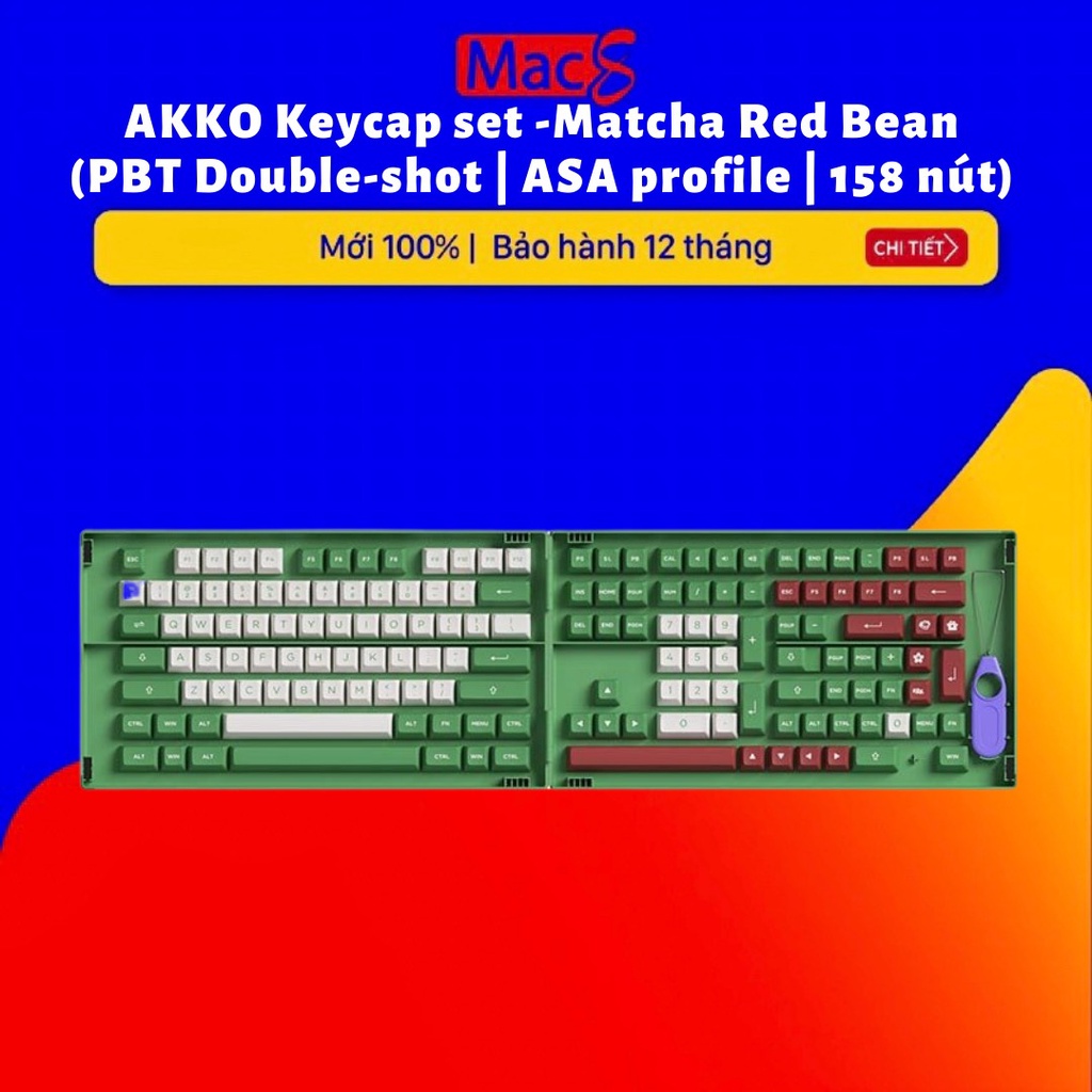 [Mã 254ELSALE giảm 7% đơn 300K] Nút bàn phím AKKO Keycap set – Matcha Red Bean (PBT Double-Shot/ASA profile/158 nút)