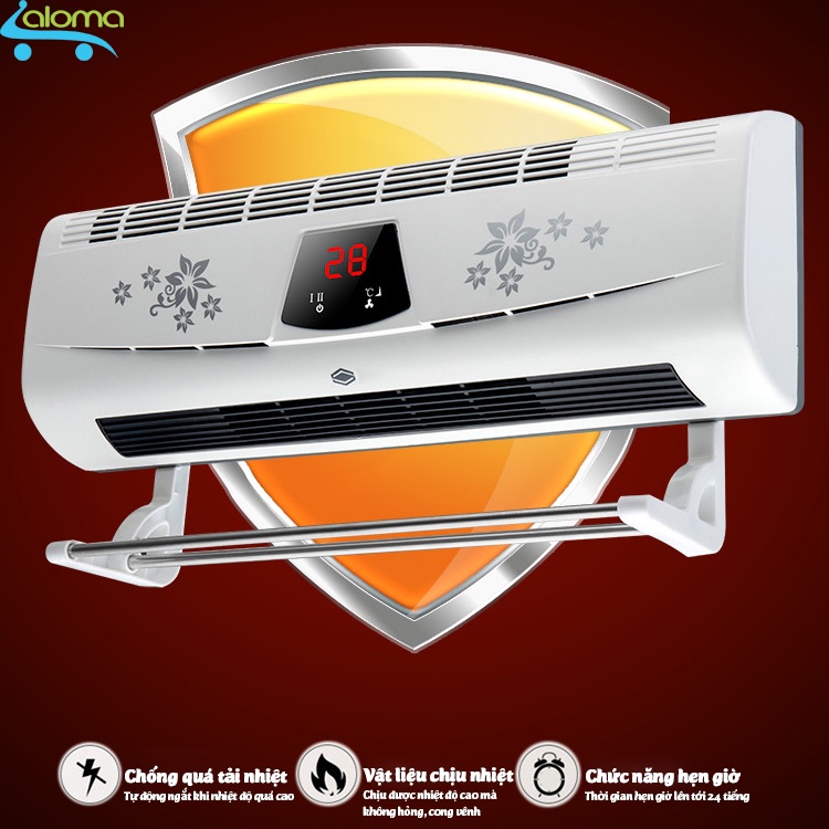 Máy sưởi nhà tắm phòng ngủ Dilipu BPT-4502 làm ấm tự nhiên điều khiển gián tiếp bảo hành 1 năm - Tặng 10 móc dán