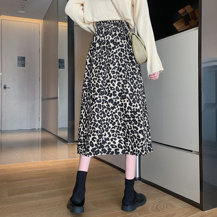 Chân Váy Chữ A Eo Cao Co Giãn In Họa Tiết Da Báo 38463