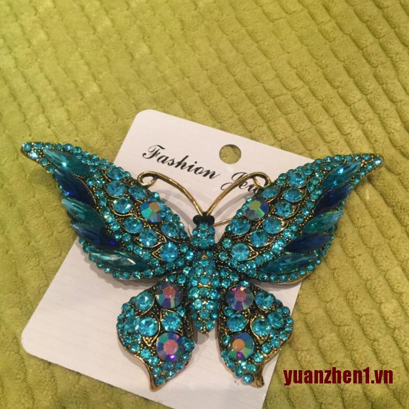 Trâm Cài Áo Hình Bướm Đính Pha Lê Sang Trọng Cho Nữ Yuanzhen1