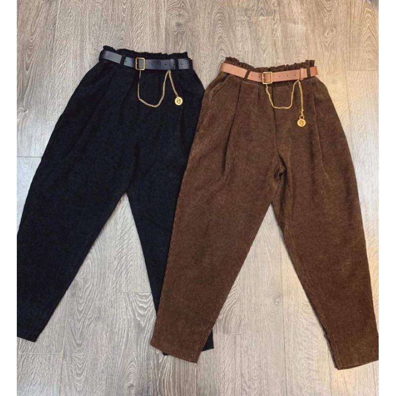 Quần baggy nhung kèm đai xích hàng QCL1