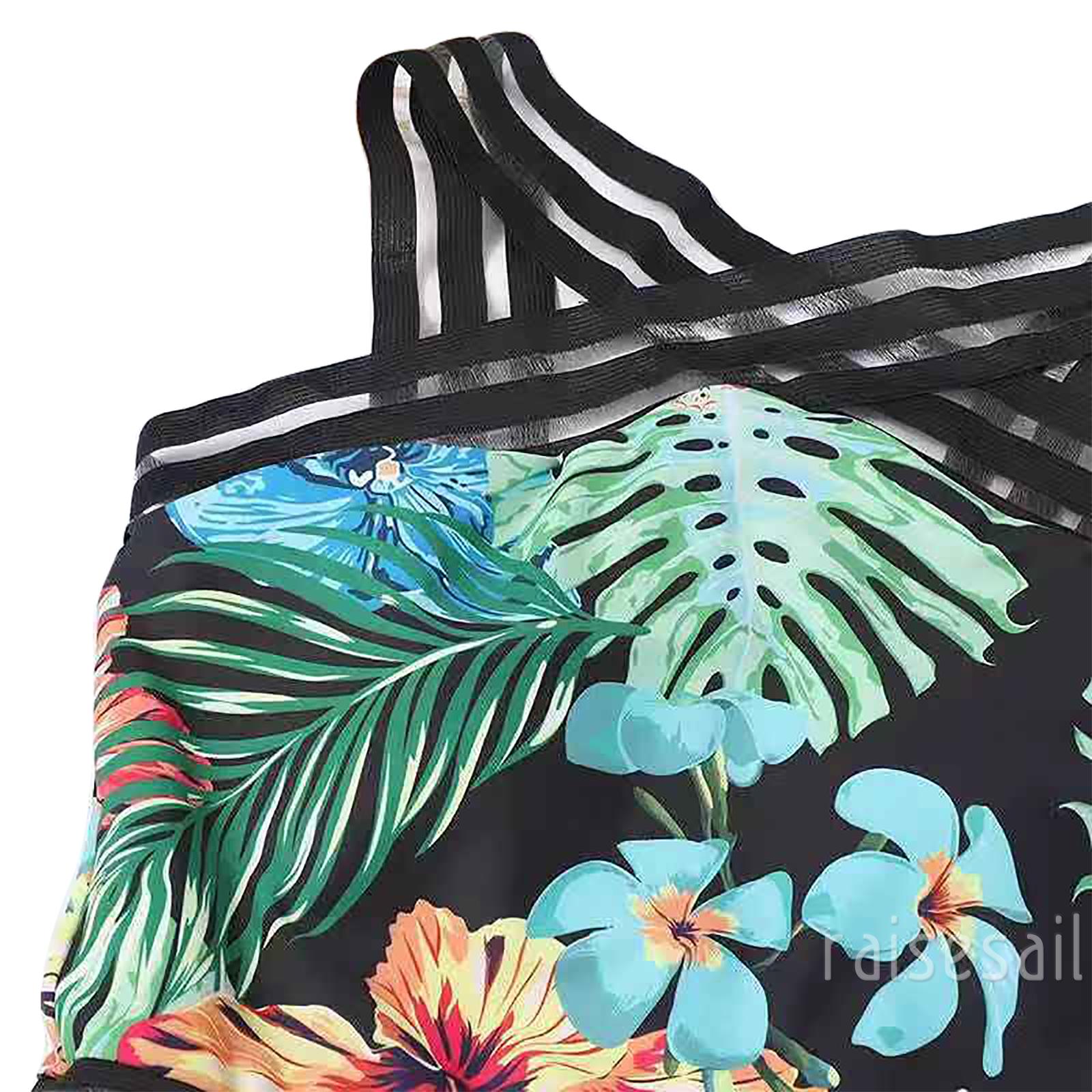 Rs-Women´s Sexy Leaves Flower Printing Swimsuit, Classic Sleeveless High Waist Playsuit, Tight V-neck Romper | WebRaoVat - webraovat.net.vn