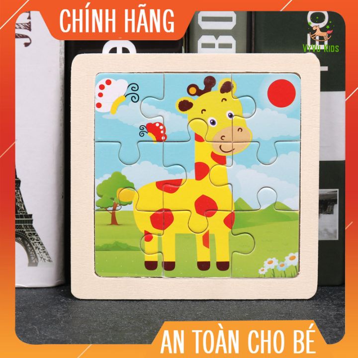 Đồ chơi ghép hình lắp ráp 9 mảnh cho bé tranh xếp hình size nhỏ  thông minh VyVu Kids DC51