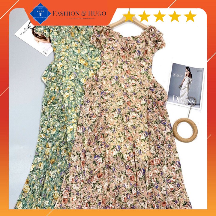 [HOT 2021] Bộ váy Maxi nhún bèo chạy suốt từ hông đến chân váy + họa tiết hoa ✦ Mẫu váy HOT HIT siêu đẹp, siêu xịn ღ