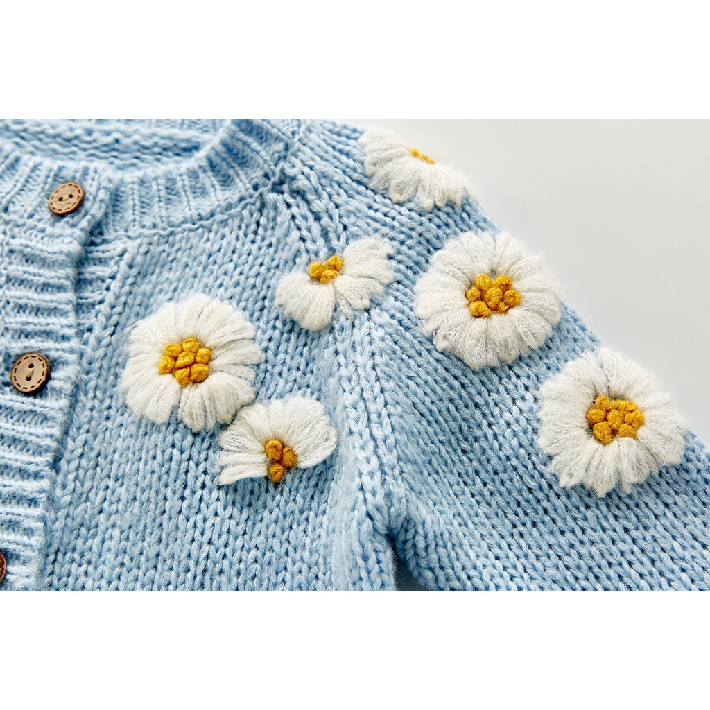 Áo Khoác Cardigan Tay Dài Thêu Họa Tiết Hoa Cúc Phong Cách Âu Mỹ Thời Trang Cho Bé 0094
