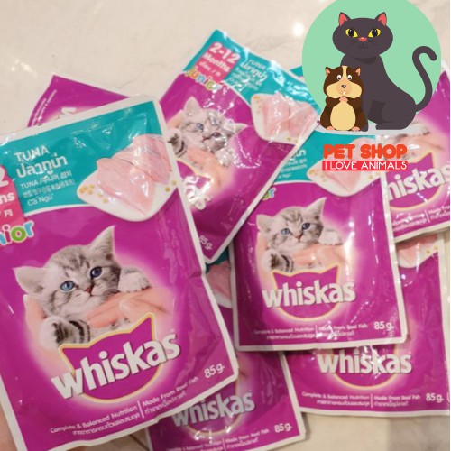 Thức ăn ướt Pate cho mèo Whiskas Junior Tuna 80gr, Pate cho mèo cao cấp vị cá thu bổ sung dinh dưỡng WHISKAS_TITIPETS