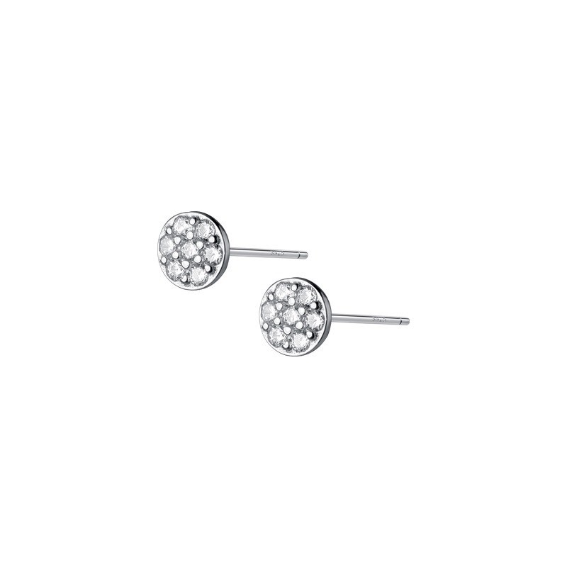 Khuyên Tai Bạc Nữ MIRASON Tròn Nạm Đá Hình Hoa MBT209 -  Bông Tai Nữ Bạc 925 Cao Cấp