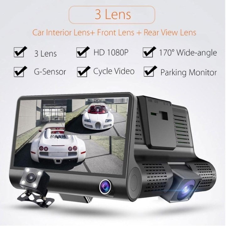 Camera Hành Trình Ô Tô 3 Ống Kính Wdr Full Hd 1080 3 Ống Kính