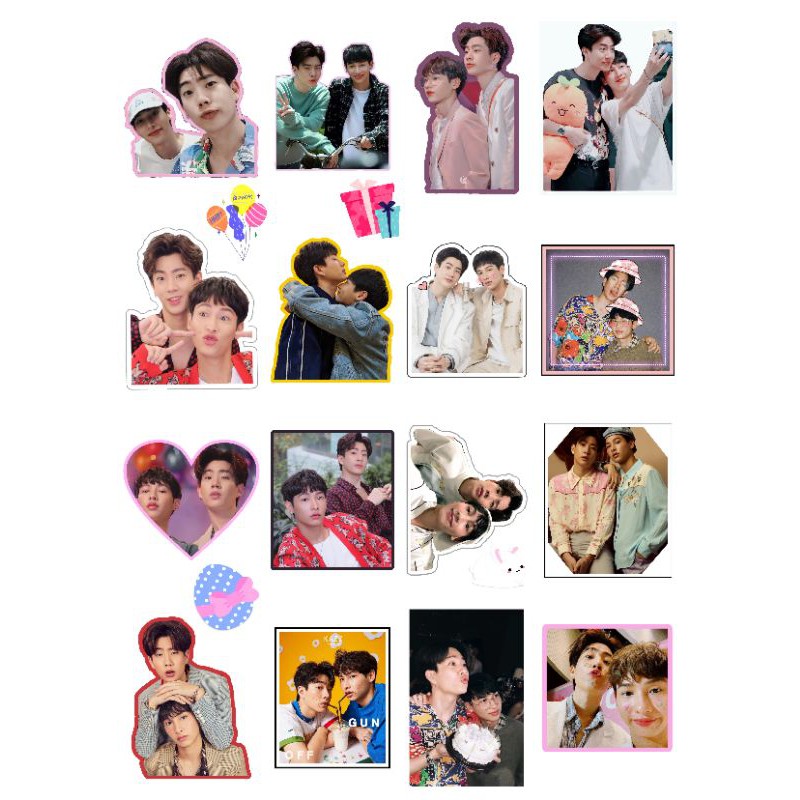 Stickers hình dán tự cắt A4 MewGulf, Codu, PondPhuwin, BrightWin, BounPrem, OffGun, MarkGun, 2Wish