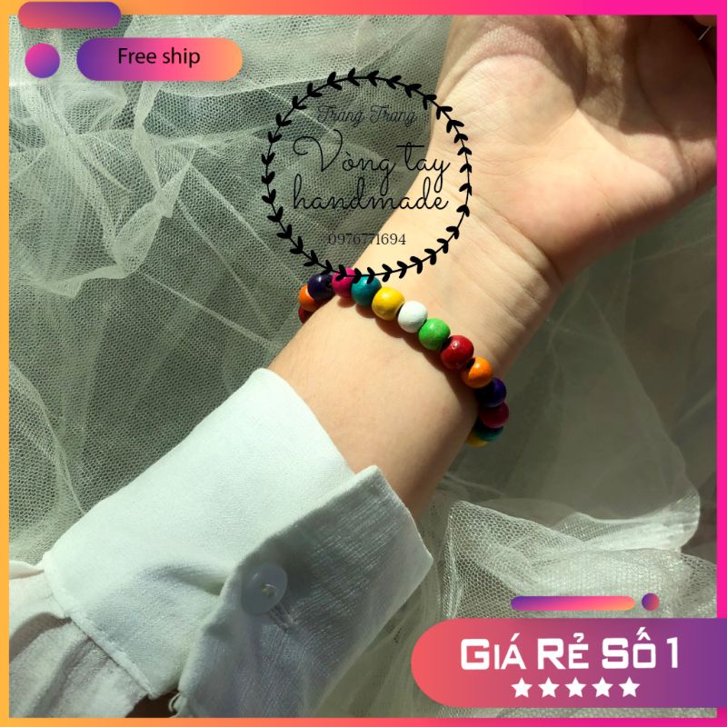 Vòng tay hạt gỗ,vòng tay phong thủy nhiều màu sắc