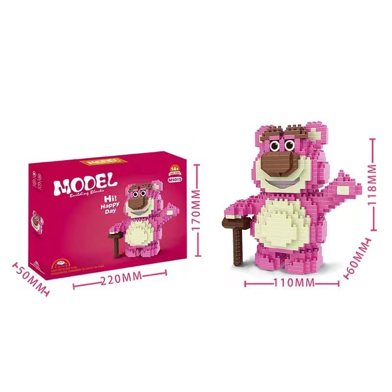 Gấu dâu lotso Bộ Đồ Chơi Xếp Hình Mini Hình Gấu Dâu Tây M1015 Dành Cho Bé