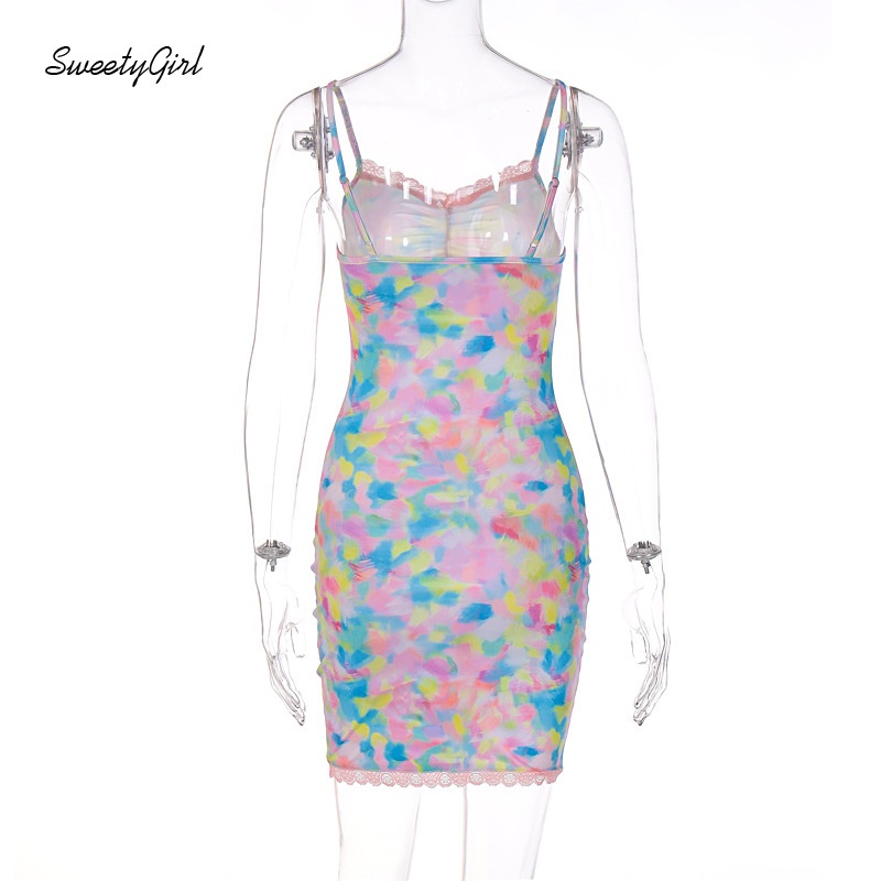 Sweety Đầm Mini Cổ Chữ V Phối Ren Màu Trơn 2022 Thời Trang Quyến Rũ Cho Nữ