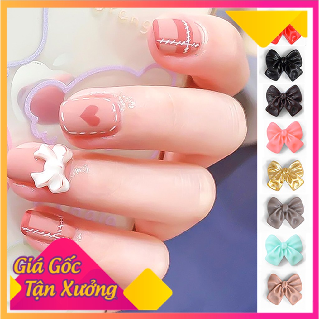 Set charm nơ gắn móng 3D nhiều màu phụ kiện trang trí nail