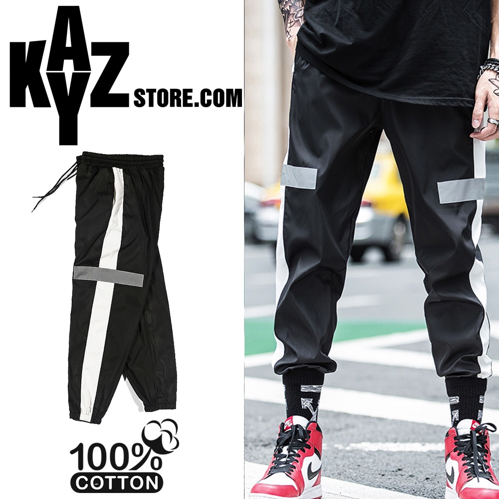 Quần Thể Thao Nỉ Phản Quang Jogger Kaki Unisex Cao Cấp Đủ Size Đen