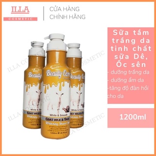Sữa tắm Thái Lan Sữa tắm trắng da tinh chất sữa Dê, Ốc sên Beauty Care 1200ml chai tròn