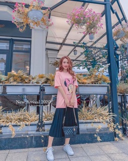 Chân váy xếp ly midi cạp chun
