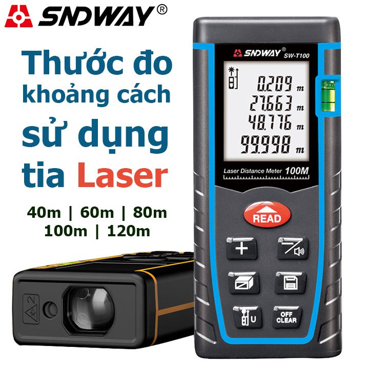 Thước đo khoảng cách bằng tia laser SNDWAY SW-M50/M60/M80/M100/M120 50m 60m 80m 100m 120m