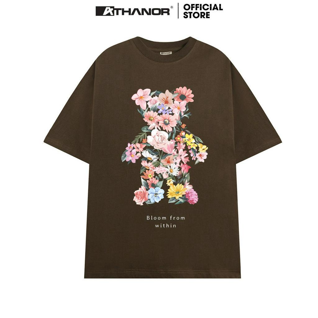 Áo thun form rộng ATHANOR tay lỡ - unisex - cotton premium mẫu BLOOM