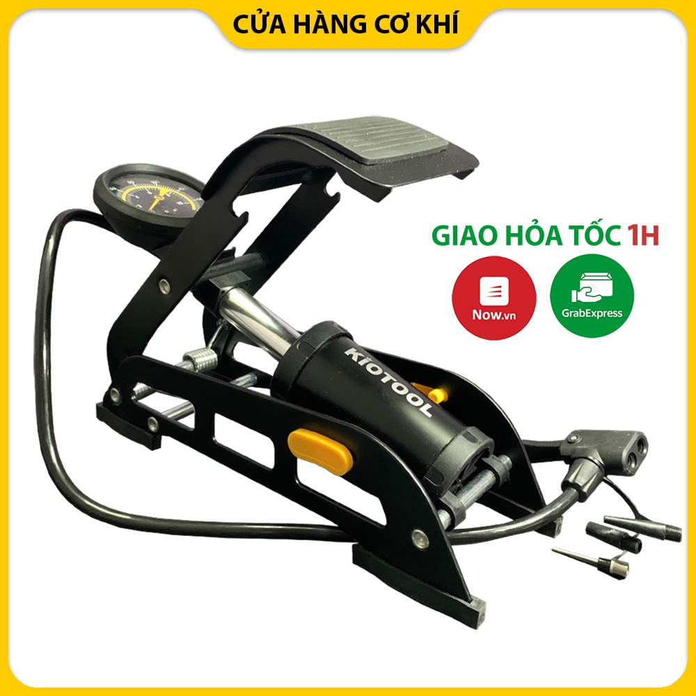 Bơm xe máy - bơm xe đạp van có đầu gài tiện lợi thích hợp cho tất cả các loại xe Bàn đạp có thể xếp lại gọn gàng