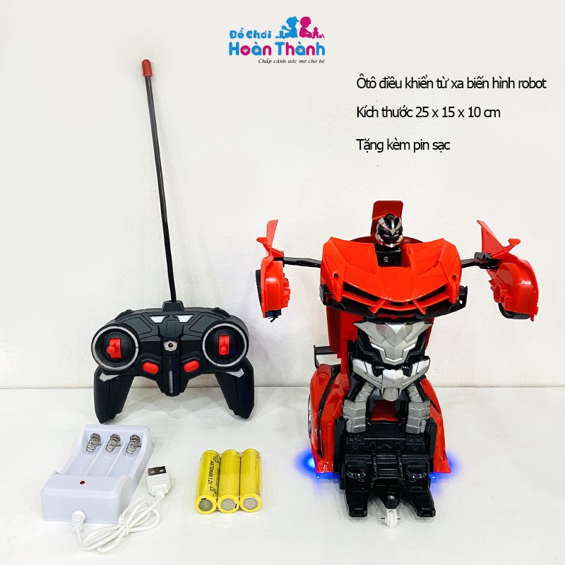 Xe oto điều khiển từ xa biến hình thành robot có sạc pin, có tặng kèm 5 pin AA